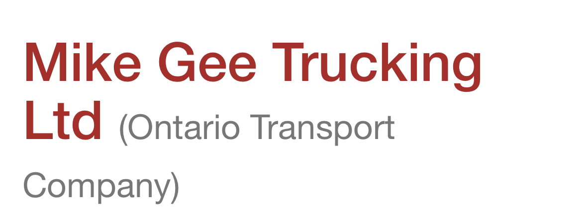 Mike Gee Trucking Ltd